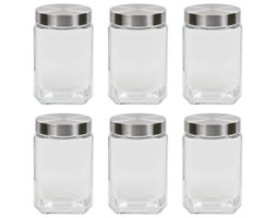 vidaXL Słoje do przechowywania ze srebrną nakrętką, 6 szt., 1700 ml