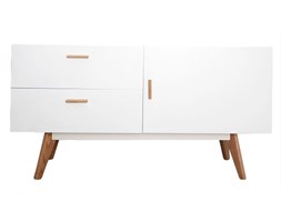 Komoda skandynawska dąb 120 cm biała 2 szuflady