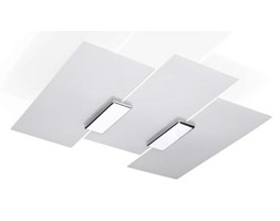 Plafon LAMPA sufitowa SOL SL.198 szklana OPRAWA prostokąty chrom biała