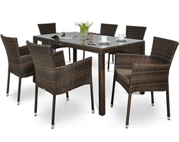 Zestaw Jadalniany Technorattan LERIDA/TORINO 6+1 Modern Brown