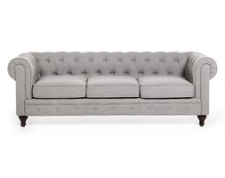 Sofa trzyosobowa tapicerowana jasnoszara CHESTERFIELD