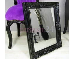 Lustro w czarnej, drewnianej ramie, ornamenty, styl rustykalny.
