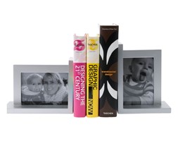 Stojak na książki PT Book End z ramkami na zdjęcia srebrny