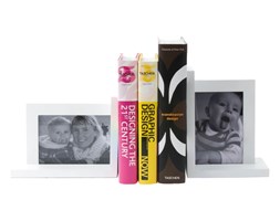 Stojak na książki PT Book End z ramkami na zdjęcia biały